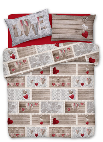 Parure Copripiumino Matrimoniale e Singolo 100% Cotone | Shabby Rosso